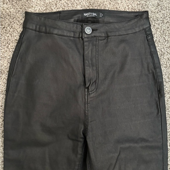 NASTY GAL Black Coated High Waist Pants - Picture 3 of 8